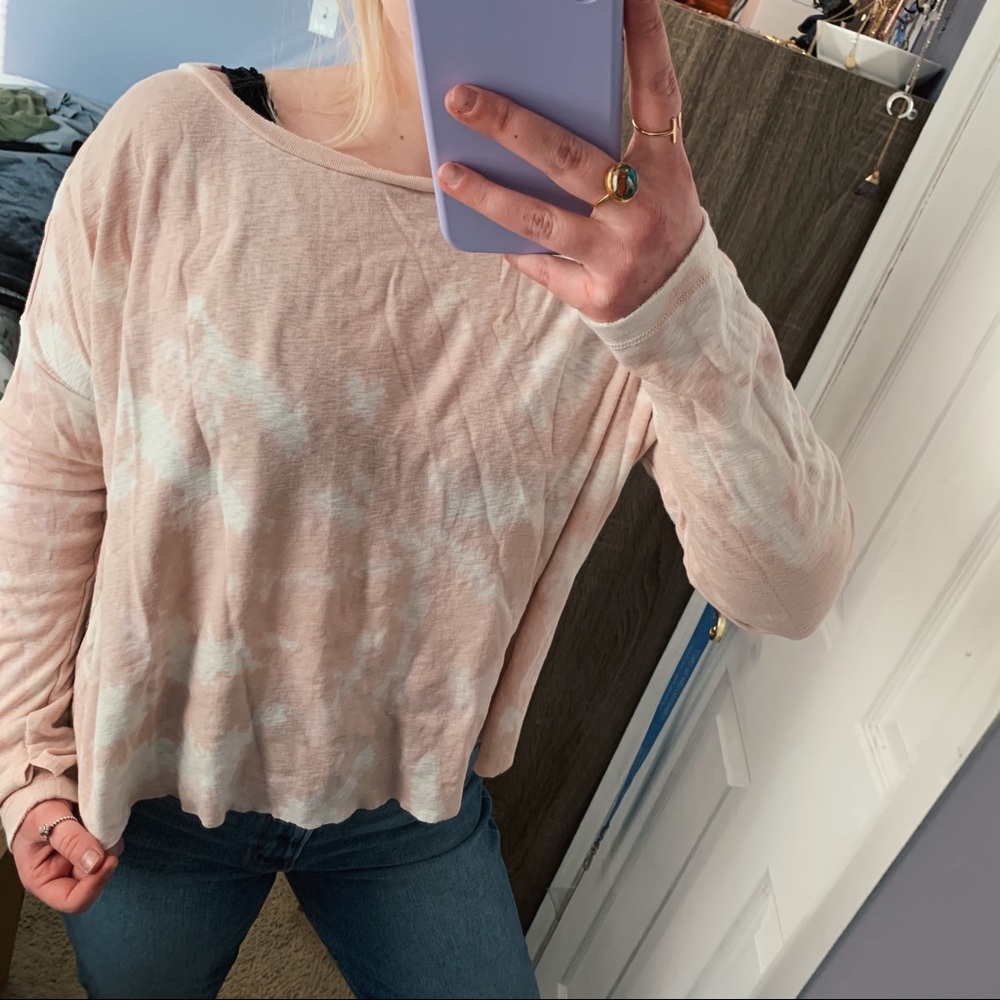 pink/white tie dye long sleeve shirt